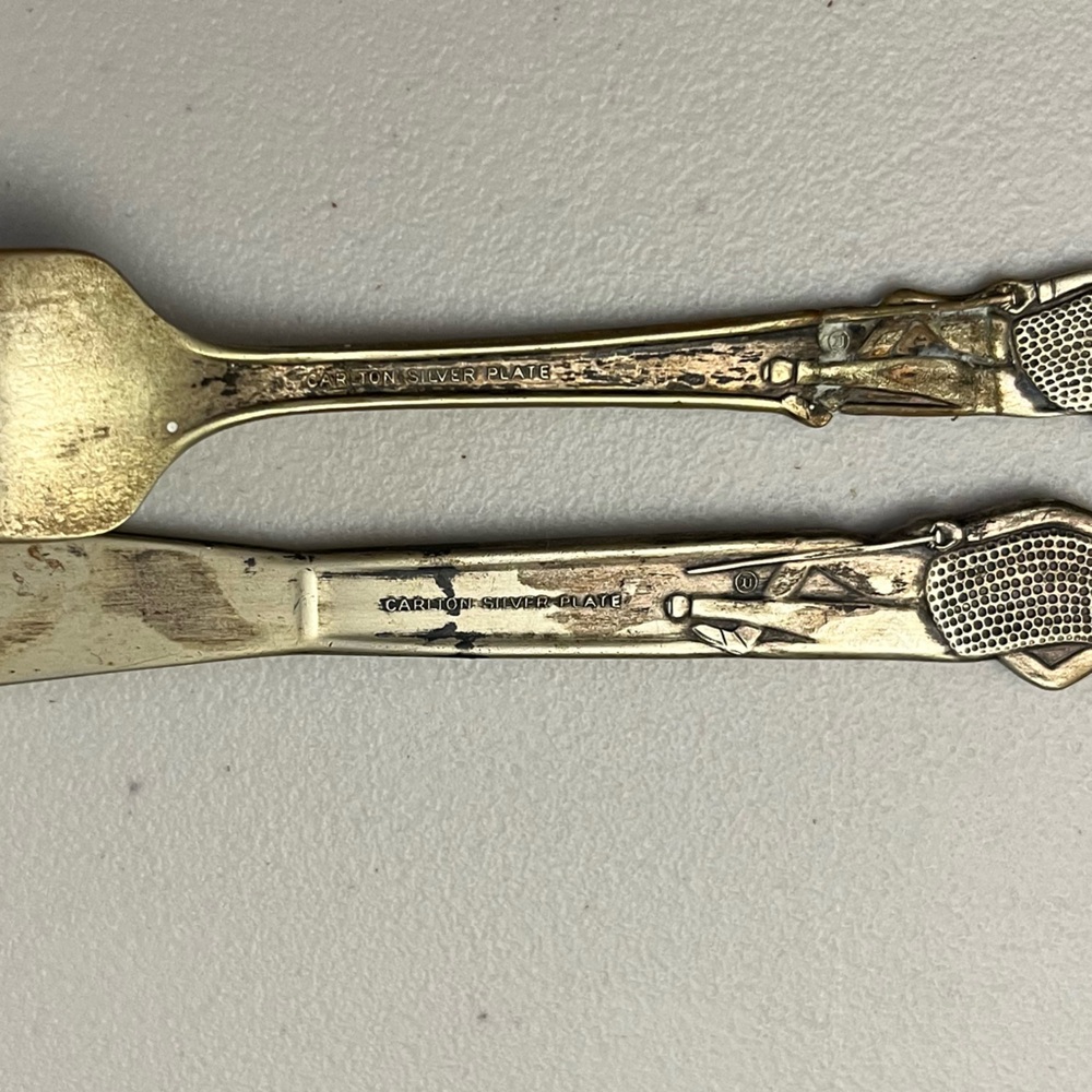Vintage Circa 40s-50s Mr. Peanut Silver Plated Fork and Knife 🥜 Advertising Art - Picture 4 of 5